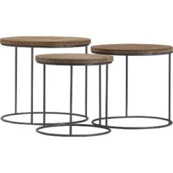 New 🎁 Set of 3 Berkshire Distressed Wood Nesting Side Tables Distressed Wood - Finch ✔️ -End And Side Tables shop unnamed file 8854