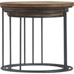 New 🎁 Set of 3 Berkshire Distressed Wood Nesting Side Tables Distressed Wood - Finch ✔️ -End And Side Tables shop unnamed file 8855