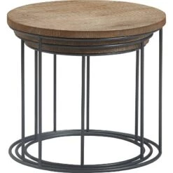 New 🎁 Set of 3 Berkshire Distressed Wood Nesting Side Tables Distressed Wood - Finch ✔️ -End And Side Tables shop unnamed file 8857