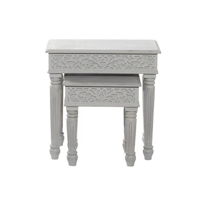 Cheap β Set of 2 Farmhouse Mango Wood Accent Table - Olivia & May Gray π₯ 4 Cheap β Set of 2 Farmhouse Mango Wood Accent Table - Olivia & May Gray π₯ - Image 2