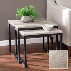 Buy 🎉 Set of 2 Thorpe Reclaimed Wood Nesting End Tables Gray/Black - Aiden Lane 💯 -End And Side Tables shop unnamed file 8870