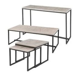 Buy 🎉 Set of 2 Thorpe Reclaimed Wood Nesting End Tables Gray/Black - Aiden Lane 💯 -End And Side Tables shop unnamed file 8876