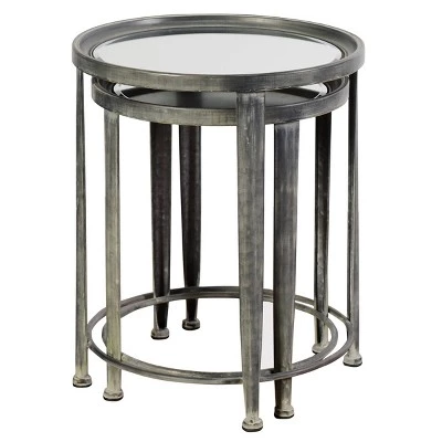 Buy π Set of 2 Nesting Round Side Tables Blackened Silver Gray - Stylecraft π€© 4 Buy π Set of 2 Nesting Round Side Tables Blackened Silver Gray - Stylecraft π€© - Image 2