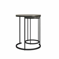 New 💯 Room & Joy Claret Nesting Coffee and End Table Bundle Gray Oak/Black Metal - Room & Joy ⌛ -End And Side Tables shop unnamed file 8904