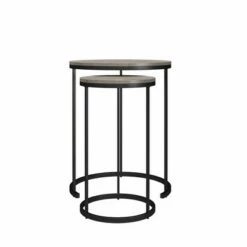 New 💯 Room & Joy Claret Nesting Coffee and End Table Bundle Gray Oak/Black Metal - Room & Joy ⌛ -End And Side Tables shop unnamed file 8909