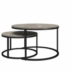 New 💯 Room & Joy Claret Nesting Coffee and End Table Bundle Gray Oak/Black Metal - Room & Joy ⌛ -End And Side Tables shop unnamed file 8910