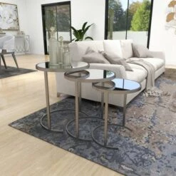 Hot Sale 😍 Olivia & May Set of 3 Contemporary Tin Accent Tables Silver - Olivia & May ⌛ -End And Side Tables shop unnamed file 8921