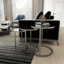 Hot Sale 😍 Olivia & May Set of 3 Contemporary Tin Accent Tables Silver - Olivia & May ⌛ -End And Side Tables shop unnamed file 8922