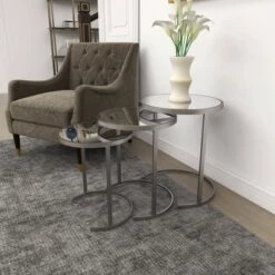 Hot Sale 😍 Olivia & May Set of 3 Contemporary Tin Accent Tables Silver - Olivia & May ⌛ -End And Side Tables shop unnamed file 8923