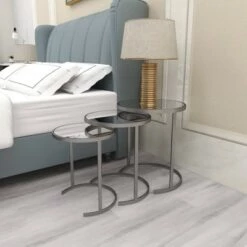 Hot Sale 😍 Olivia & May Set of 3 Contemporary Tin Accent Tables Silver - Olivia & May ⌛ -End And Side Tables shop unnamed file 8924