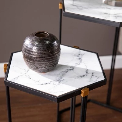 Wholesale β¨ Set of 2 Memthy Faux Marble Nesting Tables Black/Gold - Aiden Lane π 3 Wholesale β¨ Set of 2 Memthy Faux Marble Nesting Tables Black/Gold - Aiden Lane π