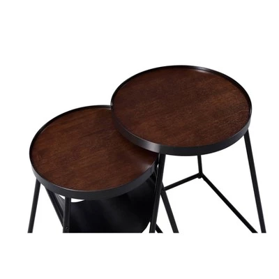Brand new π Quinlane Nesting Table with Magazine Holder Walnut/Matte Black - miBasics π 5 Brand new π Quinlane Nesting Table with Magazine Holder Walnut/Matte Black - miBasics π - Image 3