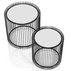 Coupon 🎁 Ederney Round Nesting Table with Mirror Top Black - miBasics ⌛ -End And Side Tables shop unnamed file 8983