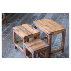 Buy 👍 3pc Handcrafted Rustic Nesting Tables Natural - Timbergirl 🥰 -End And Side Tables shop unnamed file 8992