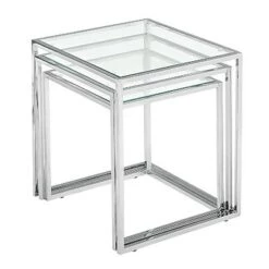 Coupon ✨ Modern Chrome Steel Tube and Tempered Glass Nesting table Set - ZM Home 🥰