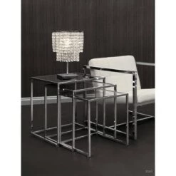 Coupon ✨ Modern Chrome Steel Tube and Tempered Glass Nesting table Set - ZM Home 🥰 -End And Side Tables shop unnamed file 8996