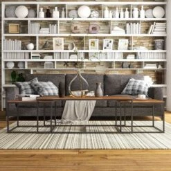 Flash Sale ⭐ 3pc Fondaine Nesting Coffee Table Set Natural Oak - HOMES: Inside + Out 🎁