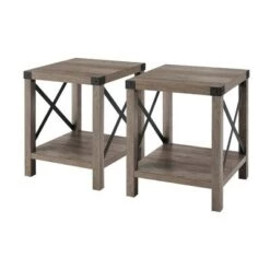 New 😀 Set of 2 Sophie Rustic Farmhouse X Frame Side Tables - Saracina Home White Oak 🛒 -End And Side Tables shop unnamed file 9