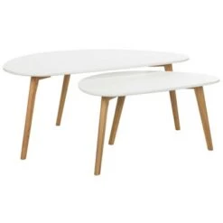 Coupon ❤️ Olida Double Coffee Table - White / Oak - Safavieh 🎁 -End And Side Tables shop unnamed file 9009