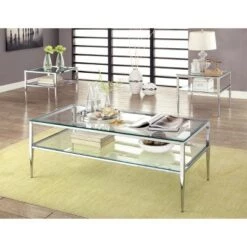 Deals 💯 3pc Aubrey Occasional Table Set Chrome - HOMES: Inside + Out ⭐