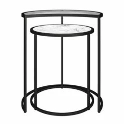 Outlet 🔔 Moon Phases Nesting End Tables White Marble/Glass - Mr. Kate 💯 -End And Side Tables shop unnamed file 9041