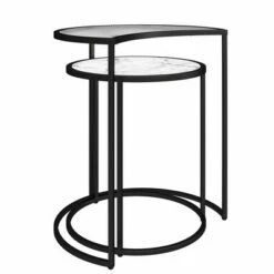 Outlet 🔔 Moon Phases Nesting End Tables White Marble/Glass - Mr. Kate 💯 -End And Side Tables shop unnamed file 9042