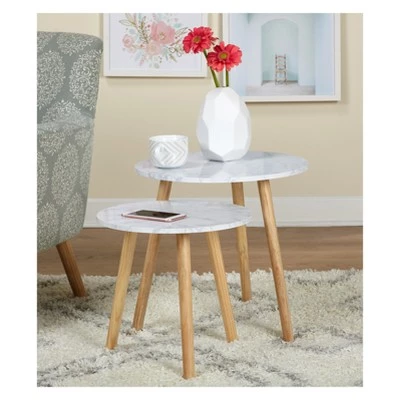 Buy π Set of 2 Darcy Round Nesting Tables White/Natural - Buylateral π 3 Buy π Set of 2 Darcy Round Nesting Tables White/Natural - Buylateral π