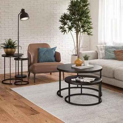Outlet 𧨠Room & Joy Claret Nesting Coffee and End Table Bundle Espresso/Black Metal - Room & Joy β€οΈ 4 Outlet 𧨠Room & Joy Claret Nesting Coffee and End Table Bundle Espresso/Black Metal - Room & Joy β€οΈ - Image 2