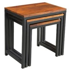 Coupon ❤️ 3pc Reclaimed Sheesham Wood and Iron Nesting Table Set Natural- Timbergirl 😉 -End And Side Tables shop unnamed file 9127