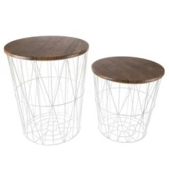 End And Side Tables shop 35 Buy β Hastings Home Wire and Wood Nesting Tables - 2 Pieces, White π