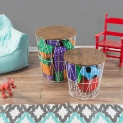 Buy ⌛ Hastings Home Wire and Wood Nesting Tables - 2 Pieces, White 👏 -End And Side Tables shop unnamed file 9151