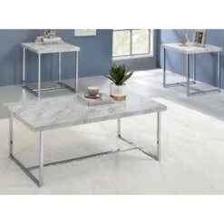 Deals π€© 3pc Marisca Coffee Table Set White/Chrome - miBasics π₯