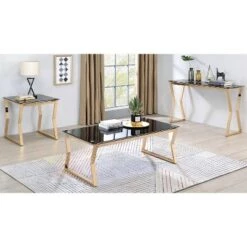 Coupon 👏 3pc Lindria Glass Top Coffee Table Set - miBasics Chrome ⌛