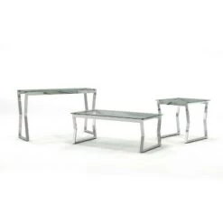 Coupon 👏 3pc Lindria Glass Top Coffee Table Set - miBasics Chrome ⌛ -End And Side Tables shop unnamed file 940