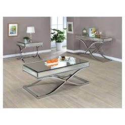 Promo 👏 3pc Lila Occasional Table Set Chrome - HOMES: Inside + Out 😉 -End And Side Tables shop unnamed file 960