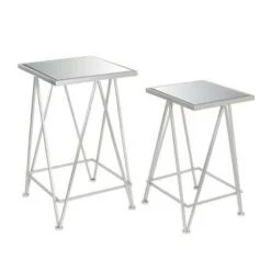 Best deal 👏 Set of 2 Contemporary Mirrored Side Tables - Olivia & May Silver 👍 -End And Side Tables shop unnamed file 98