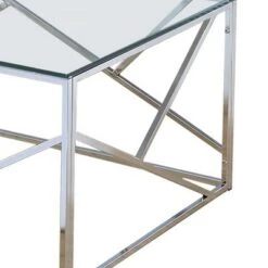 Brand new ⌛ Set of 3 Industrial Tables with Open Geometric Base Silver/Clear - Benzara ⭐ -End And Side Tables shop unnamed file 990